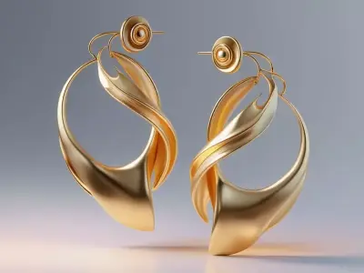 Luxe Flow  Flowing Luxury Earrings 3D print model