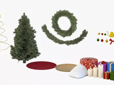 Modular Christmas Decoration Pack Low-poly 3D model