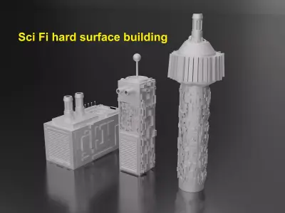 Sci fi hard surface building Free 3D model