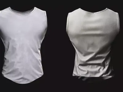 White Tank Top for Male Characters -Real-Time Outfit Low-poly 3D model