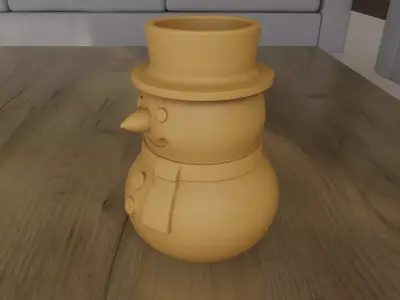 Cute Smiling Snowman Planter STL for 3D Printing 3D print model