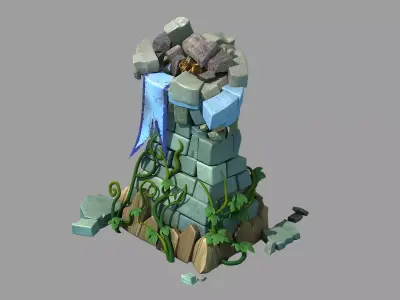 Game Cartoon - Angle House Damage Status 03 3D model