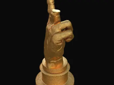 Golden Greek Hand Gesture Trophy 3D model