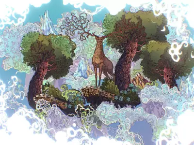 Landscape North Europe Scene Vector Paralax Low-poly 3D model