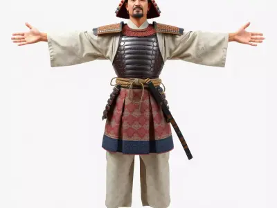 Samurai Warrior Armor model pack Low-poly 3D model