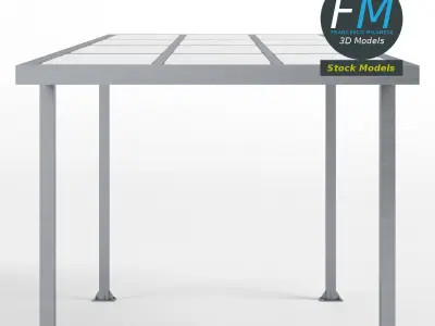 Parking shelter with solar panels 3D model