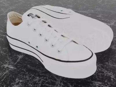 CONVERSE 3D SHOES - WHITE LOW Low-poly 3D model