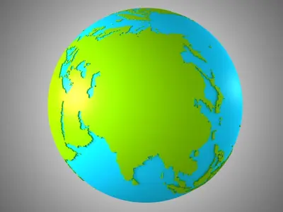 Solid Color Blue Lime Globe 3D model