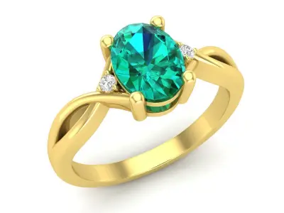 AV 574 Oval and Round Diamond Ladies Engagement Ring 3D print model