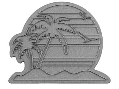 Sunset Beach Neon Sign 3D model