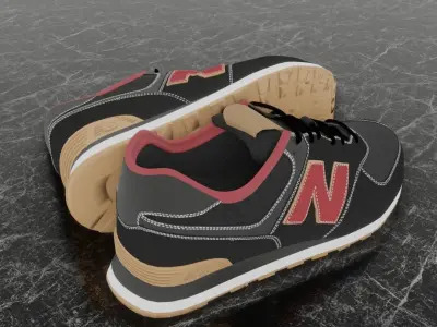 NEW BALANCE 3D SHOES - RED - BROWN - BLACK Low-poly 3D model