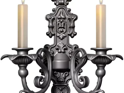 Forged indoor classic wall lamp sconce candlestick Candle Holder 3D model