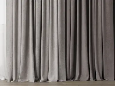 Brown curtains collections 02 HBH Low-poly 3D model