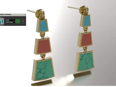 Triple Tier Geometric Dangle Earrings model ge0054 3D print model