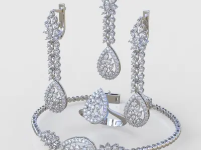 Ring Bracelet Earring and Pendant Set 3D printable model 0039 3D Model Pack