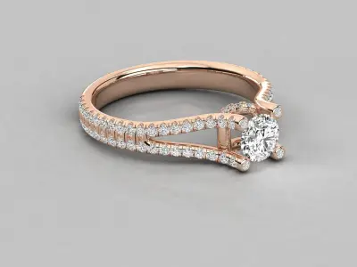 Modern Round Cut Engagement Ring Jewelry 3D print model
