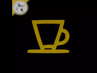 Simple Coffee Cup Symbol - 2D Art Free 3D print model 4