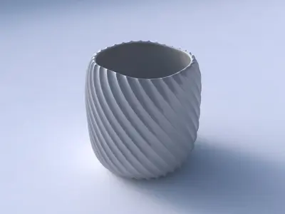 Bowl cylindrical with extruded vertical lines 2 3D print model