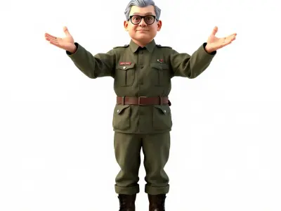 Animated Rigged Military Officer Character Model for Games an... Low-poly 3D model