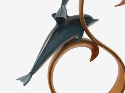 Decorative Ceramic Dolphins Statuette 3D model