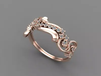 Womens Diamond Signet Ring Women Rings 3dmodels 3D print model 3D print model 30