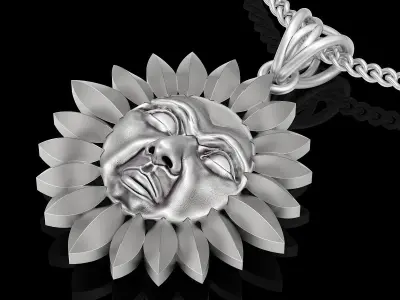 Sun pendant gold sterling printable jewelry 3D model 3D print model