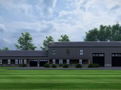 Modern Barndominium House Two Story Metal Building Home  3D model