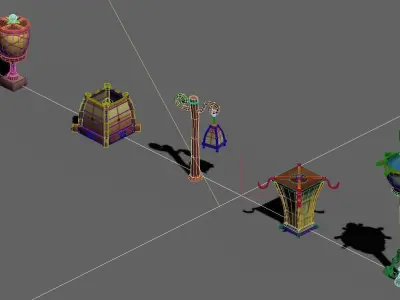 Cartoon world - a group of roadside decorative light 03 3D model