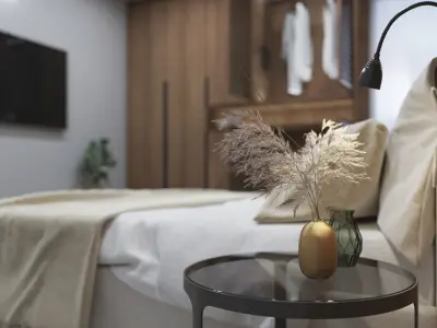 Bedroom 1 modern with wooden paneling 3D model