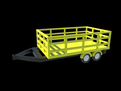 low poly tractor trolley Low-poly 3D model purchase
