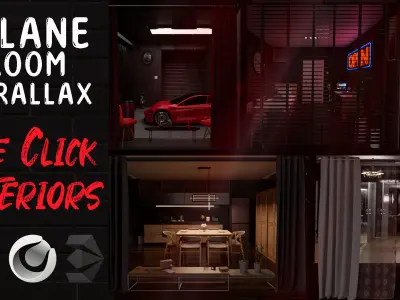 Parallax room pack  One click interiors 40 rooms KPACK  Windows 3D model