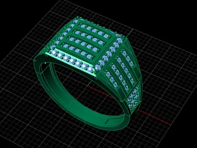 Print Ready STL 3DM  Gents Rings Diamond Men Ring  3D print model 14