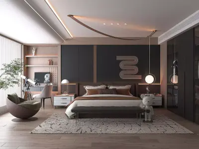 Modern Bedroom Scene 30 3D model