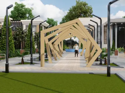 The Small Town  Low-poly 3D model