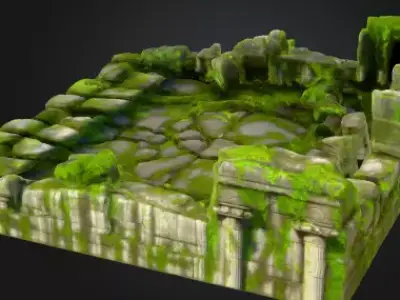 Ancient Temple Ruins Modular 3D Pack Low-poly 3D model