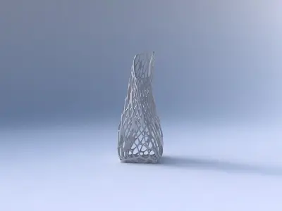 Vase twisted top bent quadratic with twisted organic lattice 3D print model
