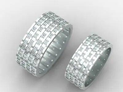 Wedding ring set 03 3D print model
