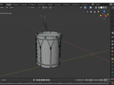 Japanese Noodle Stylized Drum 3D model