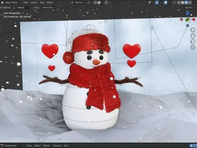 Animated Snowman Love 3D model