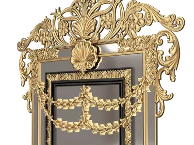 Carved Classic Mirror 013 Low-poly 3D model