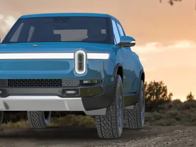 2023 Rivian R1T EV Pickup Truck Blue 3D model