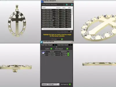 Oval Frame Gemstone Cluster Cross Necklace Item 17 Free 3D print model