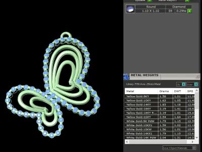 light weight yellow gold  diamond pendent -DOC-P8109 3D print model