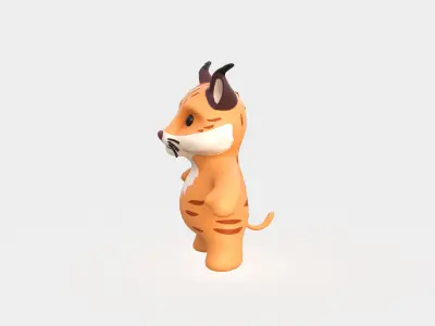 Little animal baby - Lynx cute - Animated  Low-poly 3D model