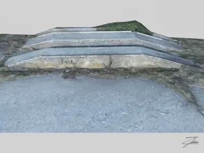 Concrete loading ramp Low-poly 3D model