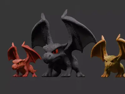 Stylized Dragon 3D Model  Game Ready with 3 Texture Variations Low-poly 3D model