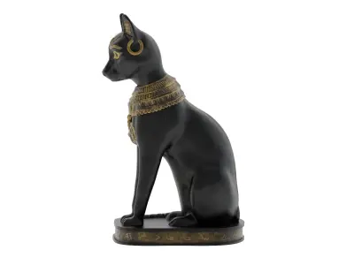 Ancient Egyptian Cat Statue Black Low-poly 3D model