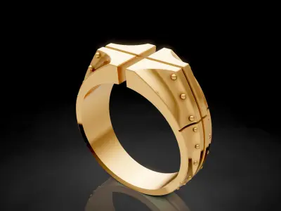 man ring gold silver lux jewelry  printable model 3D print model