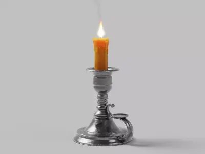 Candle and Candle Holder With Flame 3D model