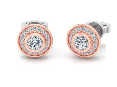 Solitaire Women Stud Earring 3dm STL OBJ FBX Renders Details 3D print model